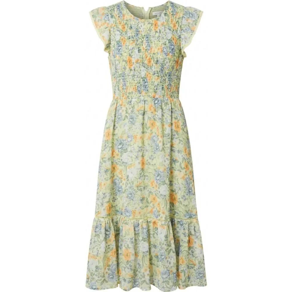 Lost+wander womens small smocked midi dress fairy cottagecore boho floral green